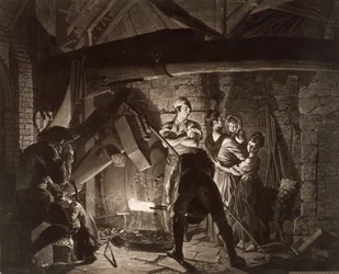 Una Forja de Hierro, después de Joseph Wright de Derby